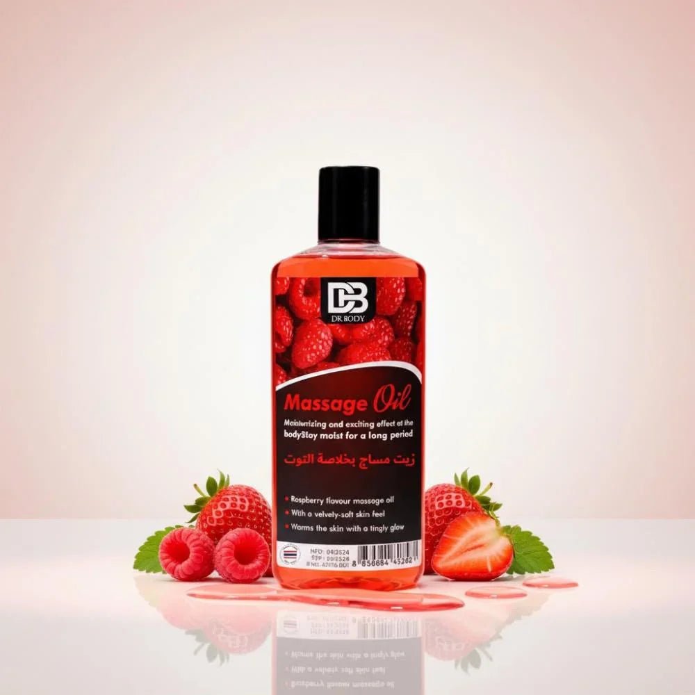 DR BODY Massage Oil - Moisturizing & Exciting Raspberry Flavour - Hamsa
